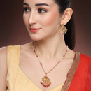 Gold Plated Brass Temple Chandbali Pendant Set for Women