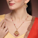Gold Plated Brass Temple Chandbali Pendant Set for Women