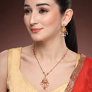 Gold Plated Brass Temple Chandbali Pendant Set for Women