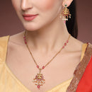 Gold Plated Brass Temple Chandbali Pendant Set for Women