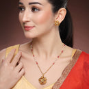Gold Plated Brass Floral Pendant Set for Women & Girls