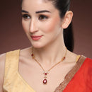 Gold Toned Brass Geometric Halo Pendant Set for Women & Girls