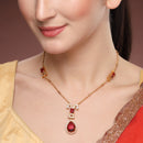 Gold Toned Brass Geometric Halo Pendant Set for Women & Girls