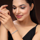 Rhodium Plated Silver Toned Cubic Zirconia Studded Adjustable Bracelet