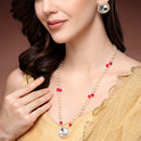 Gold Plate Kundan & Pearl Studded White Jewellery Set