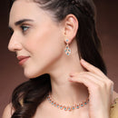 Rose Gold Plated Teardrop Shaped Blue Cubic Zirconia Studded Jewellery Set