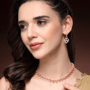 Rose Gold Plated Teardrop Shaped White Cubic Zirconia Studded Jewellery Set