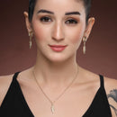 Gold Toned Alloy Heart & Feather Pendant Necklace Set Combo for Women & Girls