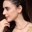 Rose Gold Plated Teardrop Shaped White Cubic Zirconia Studded Jewellery Set