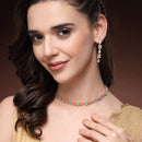 Rose Gold Plated Butterfly Shaped Blue Cubic Zirconia Studded Jewellery Set