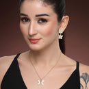 Gold-Plated Alloy Heart Design Pendant Necklace Set for Women