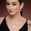 Gold toned Alloy Butterfly & XOXO Heart Pendant Necklace Set Combo for Women