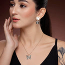Gold toned Alloy Butterfly & XOXO Heart Pendant Necklace Set Combo for Women