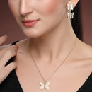 Gold-Plated Alloy Heart Design Pendant Necklace Set for Women