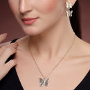 Gold toned Alloy Butterfly & XOXO Heart Pendant Necklace Set Combo for Women
