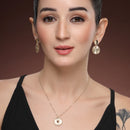 Gold Toned Alloy Heart Sunburst Pendant Necklace Set for Women