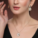 Gold Toned Alloy Heart Sunburst Pendant Necklace Set for Women