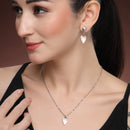 Stylish Minimal Rhodium Plated Alloy Heart Pendant Necklace Set for Women