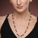 Gold Plated Alloy Double Pearl Mala Pendant Necklace for Women