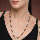 Gold Plated Alloy Double Pearl Mala Pendant Necklace for Women