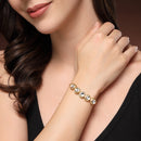 Traditional Gold Plated Circular Shaped Kundan Studded Wraparound Bracelet