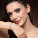 Rose Gold Plated Classic White American Diamond Studded Cuff Bracelet