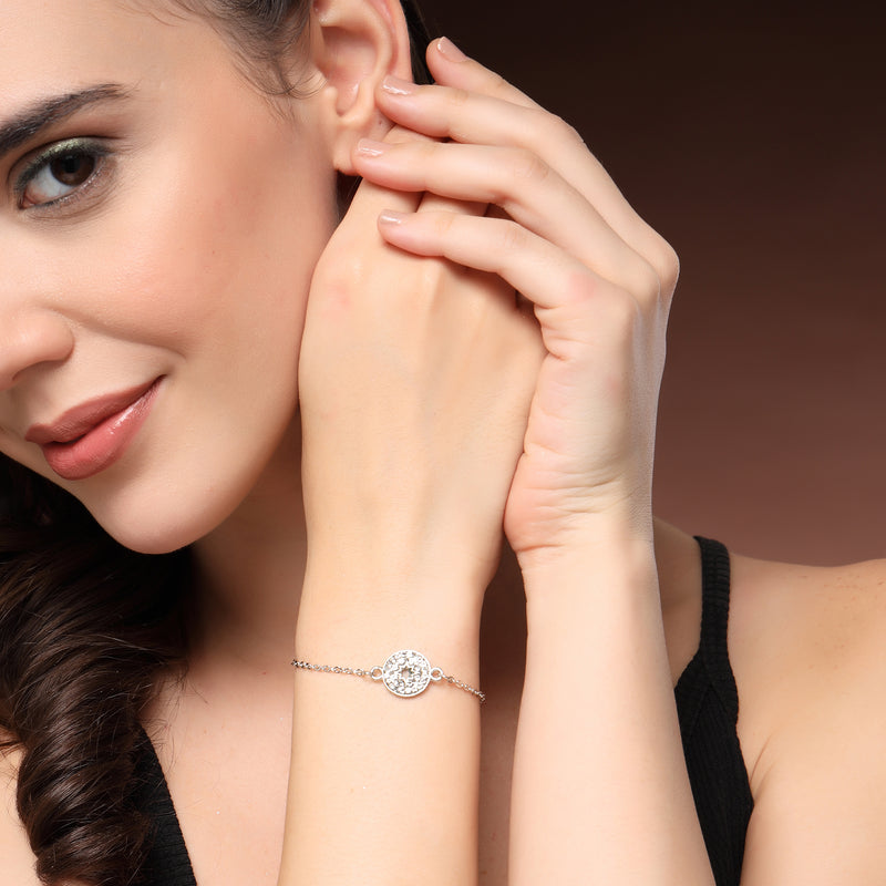 Latest Stylish Multilayer Rhodium Plated Silver Toned Cuff Bracelet