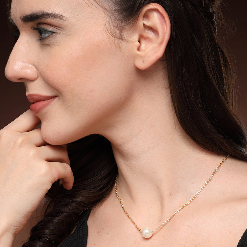 Gold Plated Gold Toned Pearl Necklace Infinity Butterfly Pendant Set