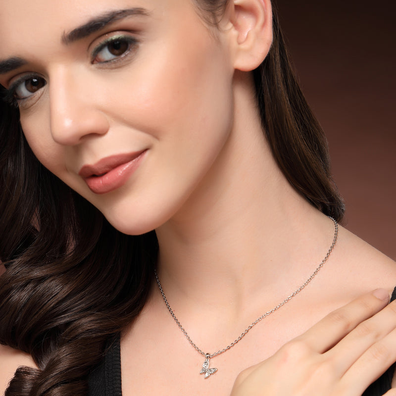 Rhodium Plated Silver Toned Pearl Infinity Butterfly Charm Pendant Set Of 5