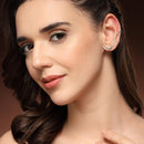 Rhodium Plated Silver Toned American Diamond Studded Ear Climber Earrings