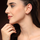 Gold Plated Heart Shaped American Diamond Studded Ear Climber Earrings