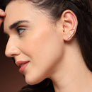 Gold Plated Heart Shaped American Diamond Studded Ear Climber Earrings