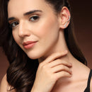 Gold Plated White American Diamond Studded Ear Climber Earrings