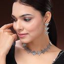 Oxidised Silver Toned Tribal Style Triangular Shaped Jewellery Set