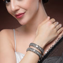 Rhodium Plated Square Shaped Mirror & Cubic Zirconia Studded Bangles Set Of 2