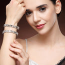 Rhodium Plated Silver Toned Mirror & Cubic Zirconia Studded Bangles Set Of 2