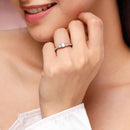 Rhodium Plated Silver Toned White American Diamond Studded Adjustable Ring