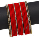 Gold Plated Red Matt Finish Chuda Bangles Set of 36