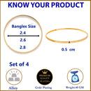 Set Of 4 Gold-Plated Floral Vine Textured Handcarfted Classic Bangles