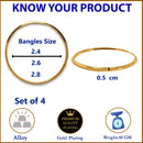 Set Of 4 Gold-Plated Classic Textured Handcrafted Bangles