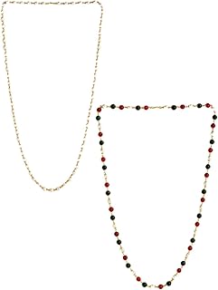 Pack Of 2 Red & White Pearls Gold-Plated Chain Combo