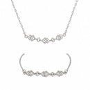 ZENEME Set of 2 Silver Plated AD Interlocking Square Geometric Link Necklace & Bracelet Combo Jewellery Set For Women & Girls Silver Toned