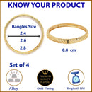 Set Of 4 Gold-Plated Classic Paisley Shaped Textured Handcrafted Bangles