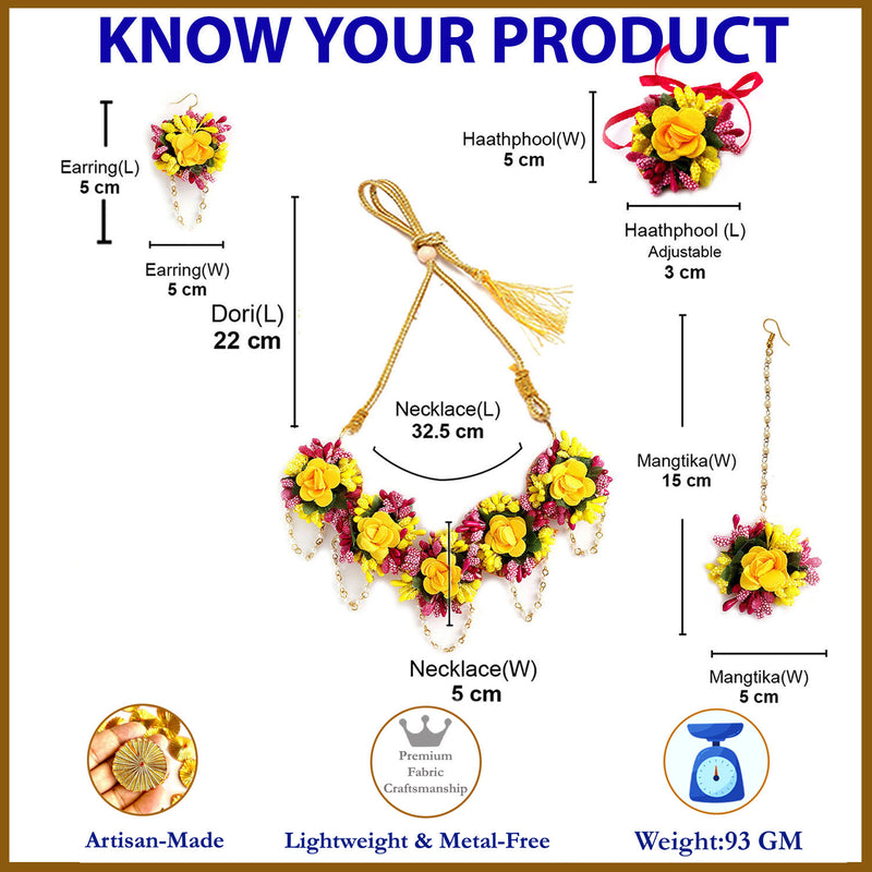 Yellow & Pink Flower Jewellery Set Combo