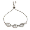 ZENEME Set of 2 Silver Plated AD Interlocking Pear Halo Link Necklace & Bracelet Combo Jewellery For Women & Girls Silver Toned