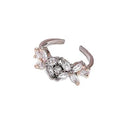 Rose Gold Plated Black Toned American Diamond Studded Detailed Design Pendant Combo Set With Adjustable Bracelet & Ring