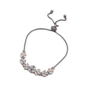 Rose Gold Plated Black Toned American Diamond Studded Detailed Design Pendant Combo Set With Adjustable Bracelet & Ring