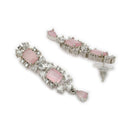 ZENEME Set of 3 Rhodium Plated AD Floral Fringe Bracelets & Necklace Set Jewellery Set For Women & Girls Silver Toned