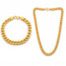 Gold Plated Bold Classic Cuban Link Chain & Bracelet Set for Men & Boys