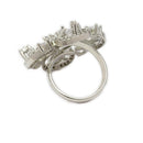 Rhodium Plated AD Pear-Cut Crystal Bloom Adjustable Ring for Women & Girls